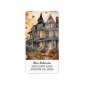 AI Gegenereerd Spooky Oud Huis Halloween Etiket (Voorkant)
