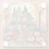 AI Gegenereerd Spooky Oud Huis Halloween Glazen Onderzetter (Achterkant)