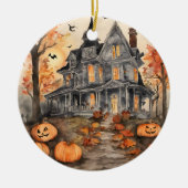 AI Gegenereerd Spooky Oud Huis Halloween Keramisch Ornament (Voorkant)