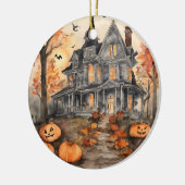 AI Gegenereerd Spooky Oud Huis Halloween Keramisch Ornament (Links)
