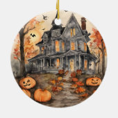 AI Gegenereerd Spooky Oud Huis Halloween Keramisch Ornament (Achterkant)