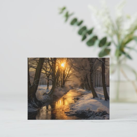 (AI gegenereerd) Winterlandschap Briefkaart (Staand voorkant)