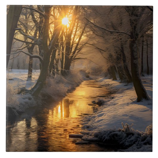 (AI gegenereerd) Winterlandschap Tegeltje (Voorkant)