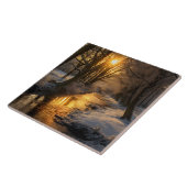 (AI gegenereerd) Winterlandschap Tegeltje (Zijkant)