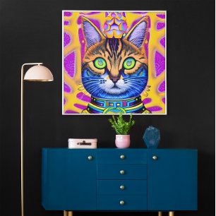 AI Gegenereerde Artsy Mystieke Spirituele Kat Poster