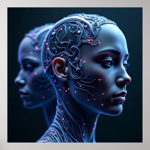 AI-gegenereerde cyberpunk-Poster Poster