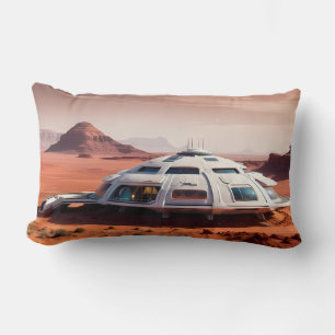 AI-gegenereerde futuristische Mars Habitat Dome Kussen