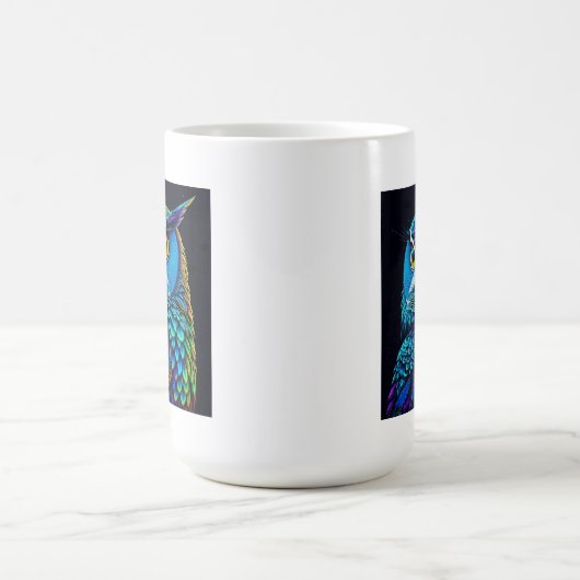 AI gegenereerde kleurrijke Uil Magische Mok (Midden)