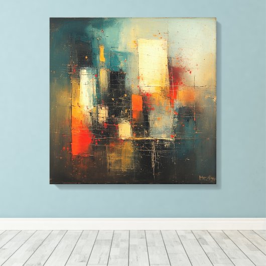 Ai generated abstract and resilient city canvas afdruk (Insitu (Houten vloer))