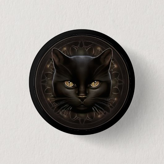 AI Generated Art Gothic Black Cat Pin Button (Voorkant)