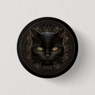 AI Generated Art Gothic Black Cat Pin Button