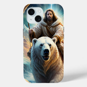 (AI Generated) Jesus op een polair beer