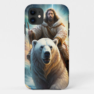 (AI Generated) Jesus op een polair beer iPhone 11 Hoesje