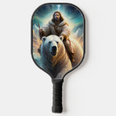 (AI Generated) Jesus op een polair beer Pickleball Paddle (Achterkant)