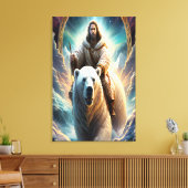 (AI Generated) Jesus op een polair beer Poster Canvas Afdruk (Insitu (Woonkamer))