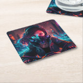 AI generated motorcycle art #1 Vierkante Kartonnen Onderzetter (Schuin)