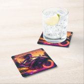 AI generated motorcycle art #3 Vierkante Kartonnen Onderzetter (Insitu)