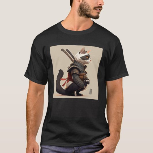 AI Generated Shinobi Cat T-shirt (Voorkant)