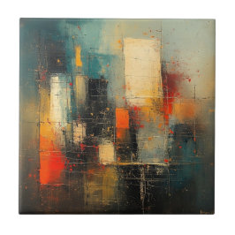 AI genereerde abstracte en veerkrachtige stad Tegeltje