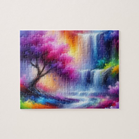 AI genereerde kleurrijke Abstracte landschapsschil Legpuzzel (Horizontaal)