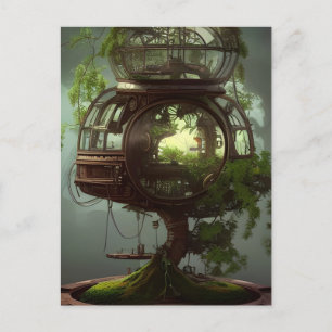 AI genereerde steampunk bonsai Briefkaart
