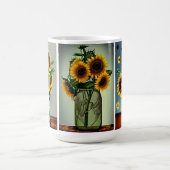 AI genereerde zonnebloemen in vazen Magische Mok (Midden)