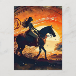 AI Girl en haar paard Briefkaart