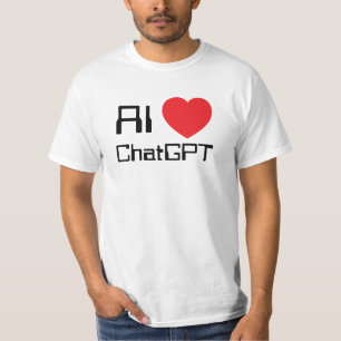 AI houdt van Chat GPT rode hart grappige zwarte te T-shirt