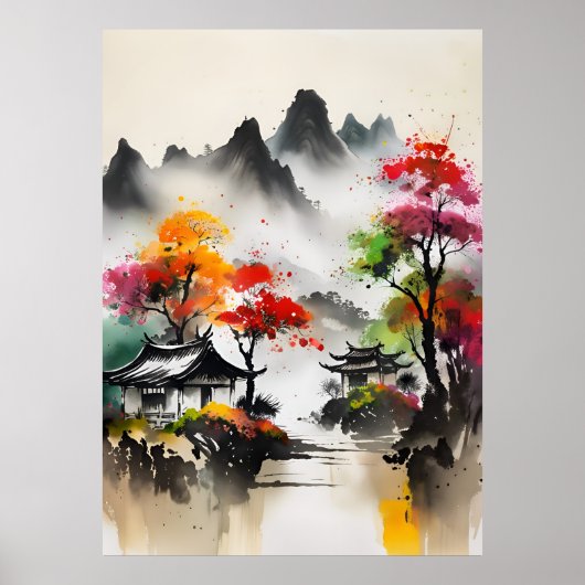 AI Ink Dessin paysage Poster (Devant)