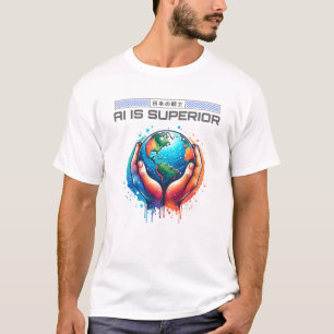 AI is superieur - Earth in Hands Art Design T-shirt