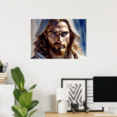AI kunst Jezus Christus - Beschermer Poster (Thuiskantoor)