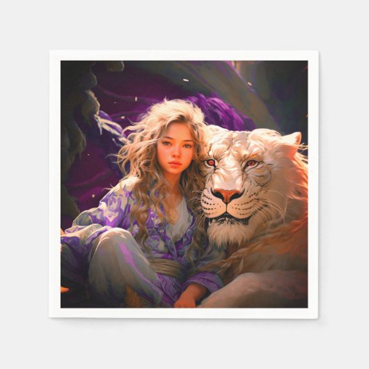 Ai Meisje en Leeuw Servet (Voorkant)