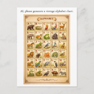 AI Mislukt Vintage Alfabet Chart met Dieren Briefkaart