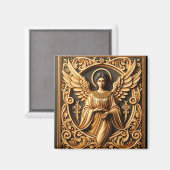 AI Mooie houtbewerkte engel Magneet (Voorkant / Achterkant)