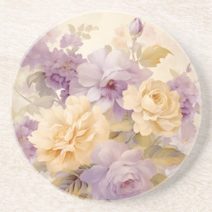 AI Natuur Art: Flower-Inspired Zandsteen Onderzetter