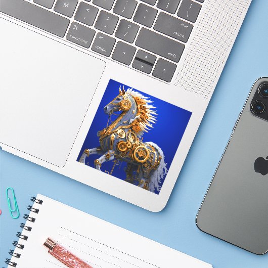 AI Paard Sticker (Laptop met iPhone)