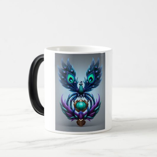 AI Peacock Spider Hybride Spel Kunst Icon Mok (Voorkant links)