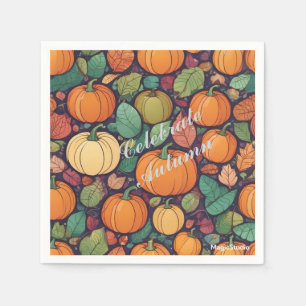 AI pompoen en herfst laat papieren servetten achte