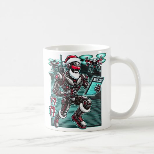 AI Powered Santa Robot met drones en kerst L Koffiemok (Rechts)