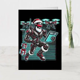 AI Powered Santa Robot met drones en Kerstmis Folie Wenskaart