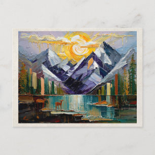 AI Remix Kunstwerk Abstracte Bergen Briefkaart