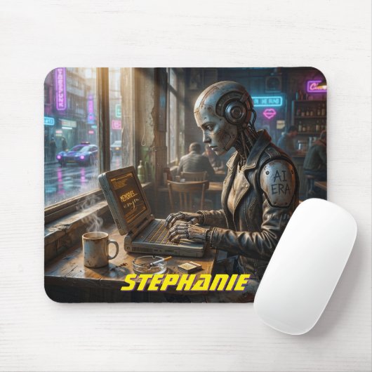 AI Robot Cyborg Android Vrouw Laptop Computer Muismat (Met muis)