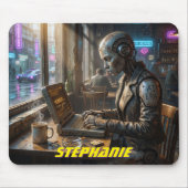 AI Robot Cyborg Android Vrouw Laptop Computer Muismat (Voorkant)