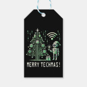 AI-robot met Tech Christmas Tree - Vrolijke Techma Cadeaulabel (Voorkant)