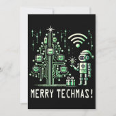 AI-robot met Tech Christmas Tree - Vrolijke Techma Kaart (Voorkant)