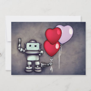 AI Robot Valentijnshart Ballonnen Feestdagenkaart