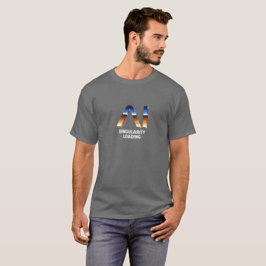 AI – Singularity Loading | Futuristic Tech T-Shirt (Voorkant volledig)