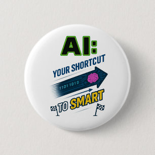 AI-snelkoppeling naar slimme grappige kunstmatige Ronde Button 5,7 Cm
