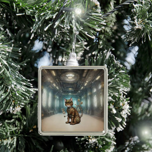 AI Steampunk Cat Ornament
