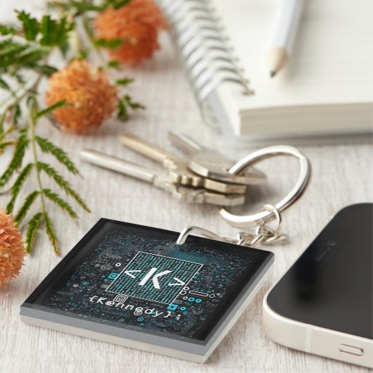 Ai - Technologie - Codeermonogram - Letter K Sleutelhanger (Voorkant Rechts)
